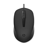 HP 150 Wired Mouse, Cablato, Collegamento USB-A, Sensore Ottico da 1600 DPI, 3 Pulsanti e Rotella di Scorrimento a Doppia Funzione, Impugnatura Egonomica e Funzionale, Nero