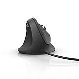 Hama, Mouse ergonomico per mancini EMC-500L (mouse sinistro, Wired Mouse verticale, 6 tasti con cavo con sensore ottico 1000/1400/1800 dpi), nero