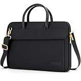 RAINYEAR Borsa per laptop da 14 pollici compatibile con Macbook Notebook Computer Chromebook da 13-14 pollici, borsa messenger in poliestere, valigetta con maniglia e tracolla, Nero