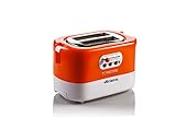 Ariete 159 Toastime - Tostapane con Pinze per 2 fette di pane - 9 Gradi di Doratura - 700 Watt - Bianco e Arancio
