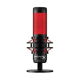 HyperX QuadCast, Microfono da Gaming, USB a condensatore, Anti-Vibrazione, FiltroPop, Indicatore LED, Sensore Tap-To-Mute, Jack Audio, Streaming, Discord, TeamSpeack, per PC, PS5, PS4, Mac, Rosso/Nero