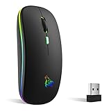 TQQ Mouse wireless ricaricabile, mouse retroilluminato a 7 colori con mini ricevitore USB da 2,4 GHz, mouse gaming, Compatibile con laptop, PC, Mac, Computer, Chromebook, Notebook
