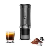 CERA+ Macchina per caffè espresso portatile autoriscaldante 5-8 tazze per carica, 20 bar, CERApresso funziona con cialde NS e caffè macinato, caffè elettrica da viaggio per campeggio, ufficio