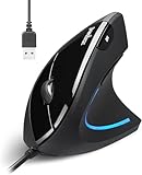 Perixx PERIMICE-513 Mouse USB ergonomico verticale cablato - 6 pulsanti - 1000/1600 DPI - RSI - Tunnel Carpale - Sollievo dal dolore