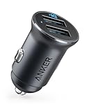 Anker Caricabatteria Auto Mini 24 W 4.8 A Doppia USB Metallo, Adattatore Auto PowerDrive 2 Alloy Flush Fit LED Blu, per iPhone XR/XS/X/8/7/6, iPad PRO/Air 2/Mini, Samsung Galaxy, Huawei, Xiaomi