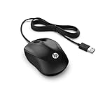 HP 1000 Wired Mouse Cablato, Sensore Preciso fino a 1200 DPI, 3 Pulsanti, Rotellina di Scorrimento, Cavo USB-A da 1.5 m, Design Pratico e Versatile, Ambidestro, Nero