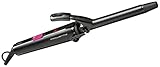 Rowenta CF2119 Ferro Arricciacapelli, 16 mm, Riccioli Solidi, Rivestimento in Ceramica, Calore Delicato, Punta Fredda, Cavo Girevole a 360°, Uso Sicuro, Nero/Rosso