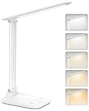 BICKON Lampada da Scrivania, 5 Colori e 10 Livelli di Luminosità Lampada da Tavolo, Timer/USB Ricarica/Tocca Controllo/Pieghevole, Protezione Gli Occhi LED Luce per Studio, Lavoro, Gioco, Regalo