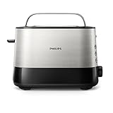 Philips Tostapane - 2 Fette, 7 impostazioni, Scongelamento e Scalda Brioche Integrato, Auto Spegnimento, Leva di Sollevamento, Nero (HD2637/90)