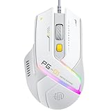 INPHIC PG1 Mouse Gaming cablato, 12800 DPI ad alta precisione, 6 pulsanti programmabili, mouse con filo PC Computer Laptop retroilluminato RGB traspirante, grigio