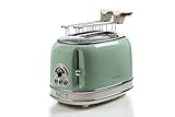 Ariete 155 Tostapane Vintage 2 fette di pane - con pinze - 6 livelli di tostatura - 810 Watt- Acciaio Inox - Linea Vintage - Verde