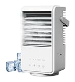 Condizionatore Portatile 1000ml, 3 Velocità, 2 Modalità, Radiatore Aria, Basso Consumo, Serbatoio Grande Capacità, Oscillazione 90°, Luce RGB, Touch Screen, USB-C, Silenzioso, per Casa/Ufficio