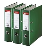 Esselte - Raccoglitori a Leva, Linea D75 Essentials, Colore: Verde scuro, Set da 3 Pezzi, Set 3 Raccoglitori, Verde