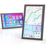 Krunia Schermo Portatile 7' Wireless CarPlay per Apple CarPlay e Android Auto, Modalità Verticale e Orizzontale, Mirror Link, Bluetooth,GPS, Controllo Vocale, Supporta Telecamera Posteriore Opzionale