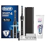 Oral-B Spazzolino Elettrico Ricaricabile Smart 4 4500 CrossAction, Nero, 3 Modalità Di Spazzolamento, 2 Testine, Custodia Da Viaggio Premium + Dentifricio Oral-B Sensibilità E Gengive Calm Classico