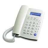 Ornin Y043 Telefono fisso con altoparlante, visualizzazione chiamate tramite LCD, Bianco