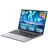 Notebook Win 11, 15,6 Pollici PC Portatile 24GB RAM 512GB SSD, Celeron N5095 CPU, Webcam+BT4.2+USB3.0, Laptop Digitale Tastiera Retroilluminata/Sblocco Impronta Digitale, 180° Flip IPS Schermo
