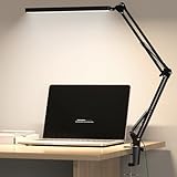 Meltrck Lampada da Scrivania LED Dimmerabile con Fissaggio a Morsetto - 1200 Lumen Protezione Occhi, 5 Modalità Colore & 11 Livelli Luminosità, Timer 45 Min e 80 LED (Nero)
