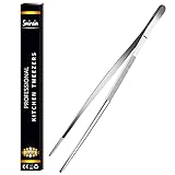 Smirain Pinze Cucina Acciaio 16-40cm, Pinza da Chef professionali di Alta Precisione, Barbecue, Bistecca, Hamburger, Pasta, Dessert, Decorazione, Estrazione, Cottura al Forno (Multiuso, 30cm)