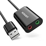 UGREEN Scheda Audio USB Esterna, Adattatore Audio 3.5mm per Cuffie Microfono Stereo Casse, Compatibile con Windows, Mac OS, Linux, PS5, Plug And Play