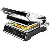 Cecotec Griglia elettrica Rock'nGrill Smart Temp/Temperatura Regolabili, 180º, Piano Rimovibile, Vassoio Raccoglibriciole 2000W
