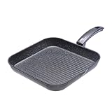 Moneta Etnea Bistecchiera antiaderente, Alluminio, Nero, 28 x 28 cm, Made in Italy