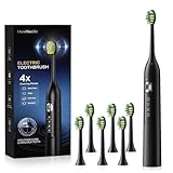 Spazzolino Elettrico Sonico per Adulti con 6 Testine, 4 Modalità e Memoria Intelligente, 42.000 VPM per Pulizia Profonda, 120 Giorni di Autonomia, Impermeabile IPX7, Adatto a Famiglia e Viaggio