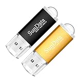 SunData 2 Pezzi 16GB Chiavetta USB Pen Drive 16GB Metallo USB2.0 Unità Memoria Flash Thumb Drive per Archiviazione Dati con Luce LED (2 colori: Nero Oro)