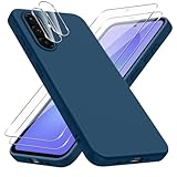 jrester Cover per Samsung Galaxy A36 5G con 2 Vetro Temperato Pellicola Protettiva + 2 Custodie per Fotocamere, Blu Morbido Silicone Protettiva Custodia per Samsung Galaxy A36 5G