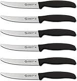 Sanelli Ambrogio, Set Coltelli da Bistecca Supra, 6 Coltelli con Lama Dentata 12 cm, Affilatura a Controllo Laser, Manico Ergonomico, Coltelli Professionali Made in Italy Lavabili in Lavastoviglie
