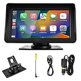 Focenat 7' Monitor Touch Screen Auto Stereo Radio,Autoradio Portatile con Wireless A-pple Carplay Android Auto,Car Audio Radio con Bluetooth,Controllo Vocale,GPS,per auto,navigazione Bluetooth