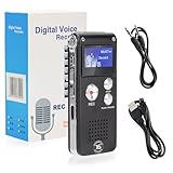 Registratore Vocale Spia 8GB con Microfono Esterno e Attivazione Vocale - Audio HD Senza Rumori di Fondo, MP3/WAV, USB, Display LCD, Nero
