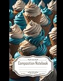 Composition Notebook College Ruled: Creamy Ice Cream with Ice Cream Shop Background, 4K Full HD, Size 8.5x11 Inches, 120 Pages