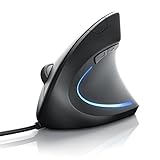 CSL - L'Originale Mouse Verticale - 6 Tasti - con Impugnatura Verticale e Design Ergonomico - Tunnel Carpale e tendinite Addio - 1600 dpi - L'Originale Modello TM137G Ottico - Cavo 150 cm - Nero