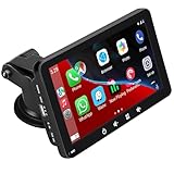 Autoradio portatile, per Apple Carplay wireless e Android Auto, radio touch screen HD 1080P da 7 pollici con BT 5.0, supporto Mirror Link per montaggio su cruscotto di camion e camper