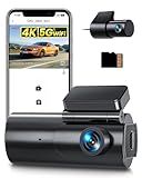 GKU Dash Cam Auto 4K+1080P, 5GHz WiFi Telecamera per Auto con Scheda SD 64G, Dashcam Auto 170° Grandangolo,Super Visione Notturna,WDR,G-Sensor,24H Monitor di Parcheggio,Registrazione in Loop,Max 256G