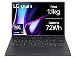 LG gram 14Z90S Notebook 14' WUXGA (1920x1200) IPS, Intel Core Ultra 5 125H, 16GB RAM, 512GB SSD, Peso 1.1kg, Batteria 72Wh, Windows 11 Home, Tastiera italiana, Nero