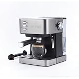 Petra Macchina Espresso Manuale con Montalatte – Compatibile con Caffè Macinato, Pompa Italiana a Pressione da 15 Bar, Serbatoio d'Acqua Rimovibile da 1.6L, Include Portafiltro, 850W, PT6137VDE