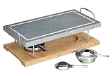 Artesà Hot Stone Grill Da Tavolo in Pietra per Bistecche, Frutti Di Mare E Verdure - Gourmet Grill 41,5 X 22 X 15 cm, Marmo/Legno