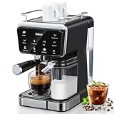 Yabano Macchina per caffè espresso, 20 bar, con montalatte automatico da 500 ml, 6 bevande, touch screen a colori, serbatoio dell'acqua da 1,5 l, caffettiera cappuccino e latte, 1450 W