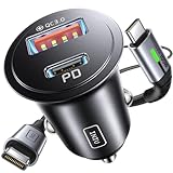 INIU Carica Batteria per Auto, 60W Total Presa Accendisigari USB C PD&QC 3.0 Fast Charge Caricabatterie con [1m] 100W Cavo USB C, Caricatore Auto Compatibile con iPhone 16 15 Pro Max iPad Samsung S25
