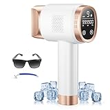 21J Epilatore Luce Pulsata 3 in 1 HR/SC/RA,Depilazione con Raffreddamento a Ghiaccio,9 Livelli di Energia,Touch Screen LCD,999,900 Flashes,Epilatore Laser per Donna,Uomo,Viso,Bikini,Corpo, Oro bianco