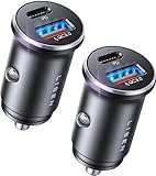 LISEN 2 Pacchi Caricatore Auto USB C, 2 Porte PD&QC3.0 Accendisigari USB C, Caricatore Rapido Per iPhone 16 15 14 13 12 Pro Max Huawei Samsung S25 24 iPad Xiaomi