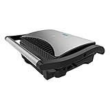 Cecotec Griglia Elettrica Rock'nGrill Dark 1000 1000 W, rivestimento in pietra, vassoio raccoglitori, piastra superiore galleggiante, superficie 25,4 x 17,5 cm, privo di PTFE, PFOA