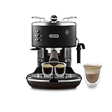 De'Longhi Icona Vintage ECOV311.BK Macchina da Caffè Espresso Manuale e Cappuccino, Caffè in Polvere o in Cialde E.S.E., 1100 W, Nero