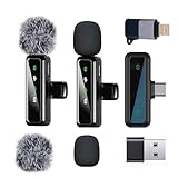 Microfono Lavalier Wireless per iPhone Android iPad, mini microfono, microfono wireless per la registrazione video, streaming, Podcast, Vlogging, Youtube, Tiktok,Trasmissioni dal Vivo, Interviste