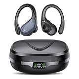 Cuffie Bluetooth, Sport Auricolari Bluetooth 5.3 con Gancio per Orecchio, 60H con Indicatore LED per Cassa di Ricarica, Chiamata ENC HD, Vestibilità Comoda, Basso Profondo, IPX7 Impermeabile(Nero).