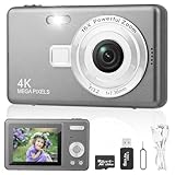 Macchina Fotografica Digitale con Scheda 64GB, 1080P 40MP Fotocamera Digitale Compatta con Zoom Digitale 8X Flash, Fotocamere Digitali Per Bambini Adolescenti Adulto Principianti (Grigio scuro)