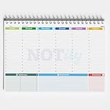 NOTily Planner Settimanale da Tavolo Spiralato A4 - Planning Settimanale Scrivania con 50 Settimane Personalizzabili, Copertina Rigida