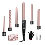NWOUIIAY Ferro Arricciacapelli 6 in 1 Multifunzione Arricciacapelli Ceramica Set con Display LCD e Temperatura Regolabile 80°C - 230°C, Ondulatore Modellatore con Ferri di Diverso Adatto a Tutte